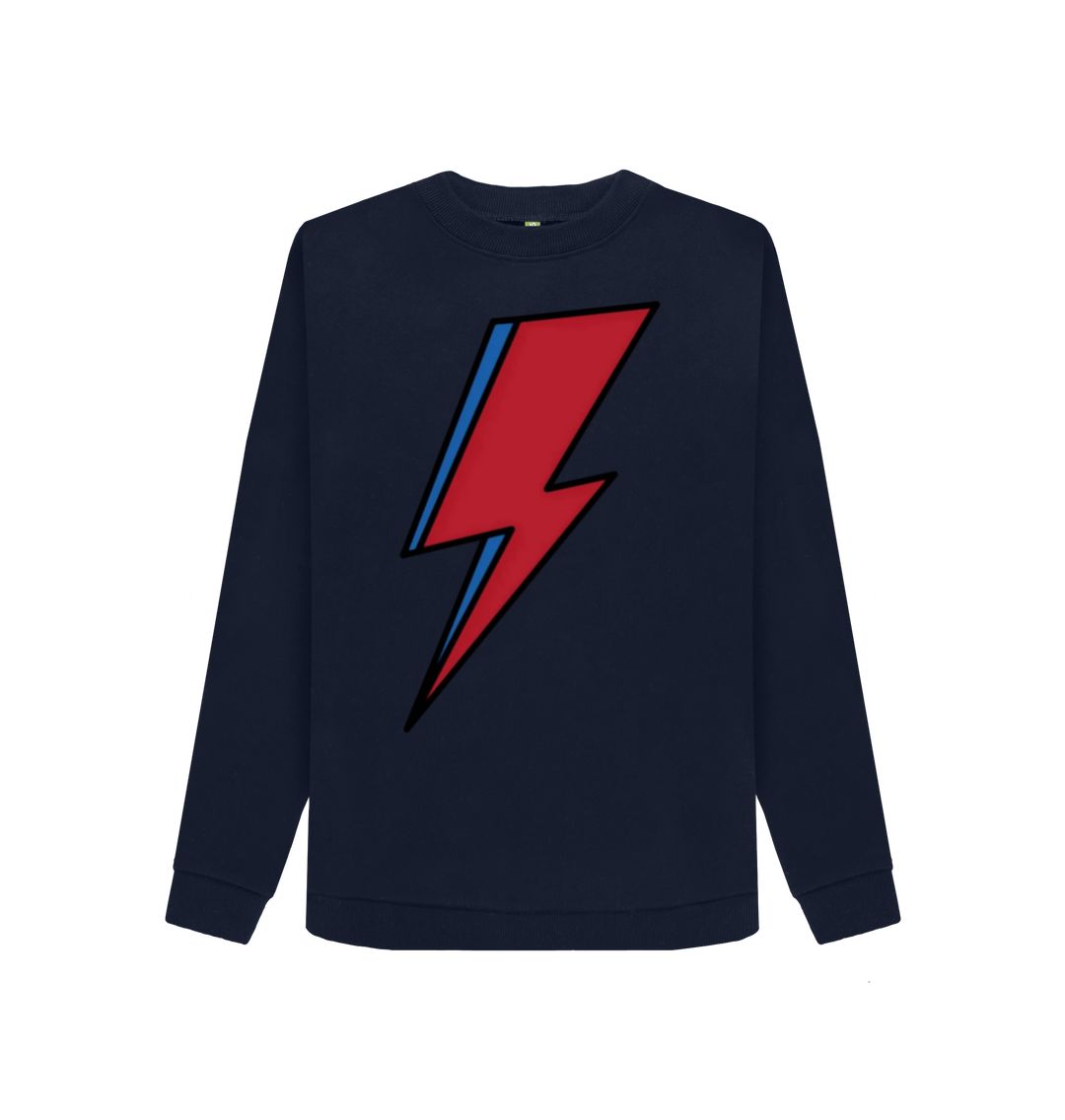 Navy Blue Lightning Bolt Women's Crewneck Sweater