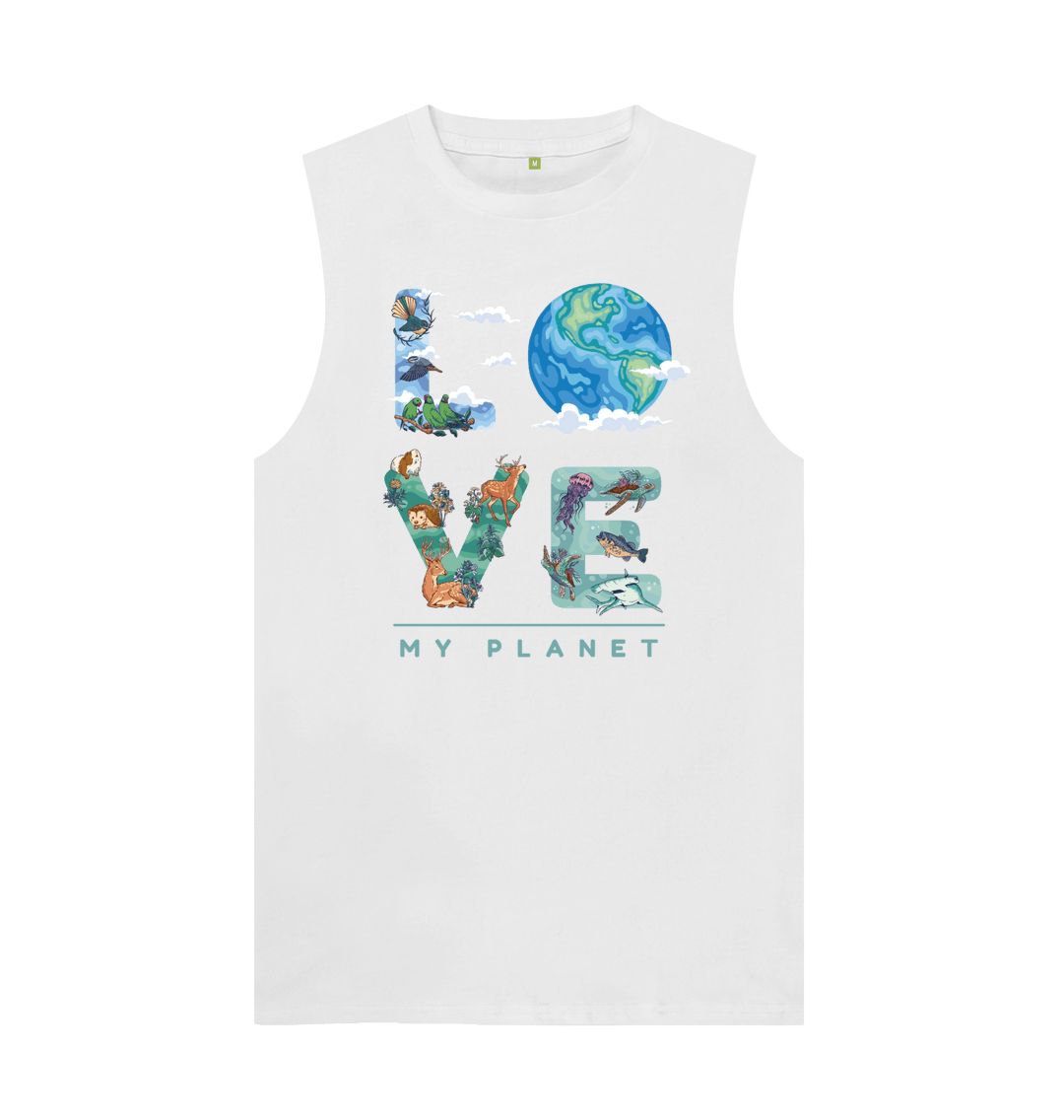 White Love My Planet Men's Vest
