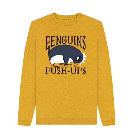 Sunflower Yellow Penguins Hate Push-Ups Men's Remill Sweater