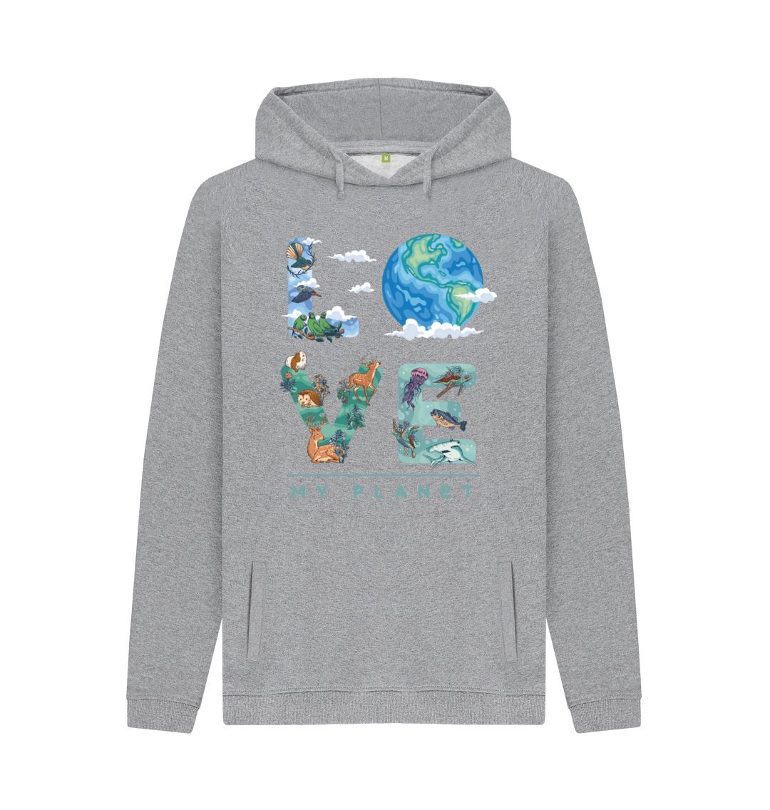Light Heather Love My Planet Men's Pullover Hoodie