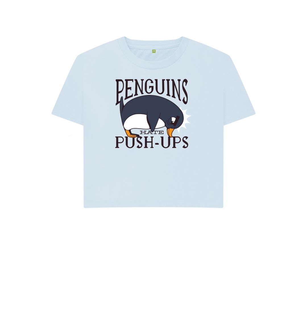 Sky Blue Penguins Hate Push-Ups Women's Boxy Tee