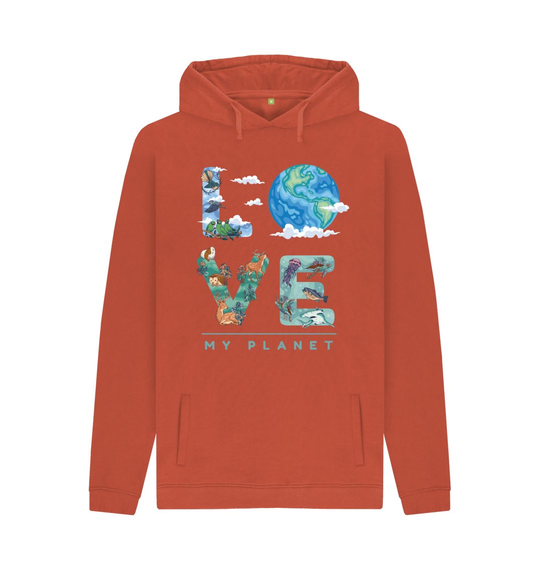 Rust Love My Planet Men's Pullover Hoodie