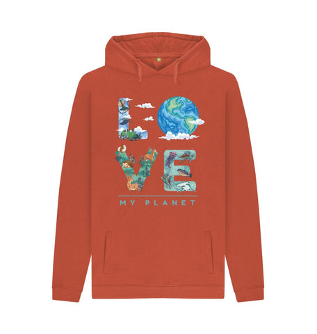 Rust Love My Planet Men's Pullover Hoodie