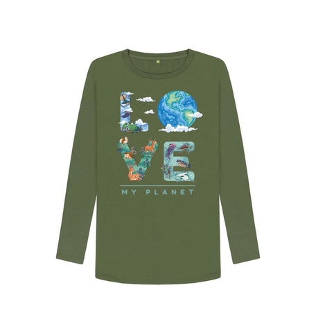 Khaki Love My Planet Women's Long Sleeve T-shirt