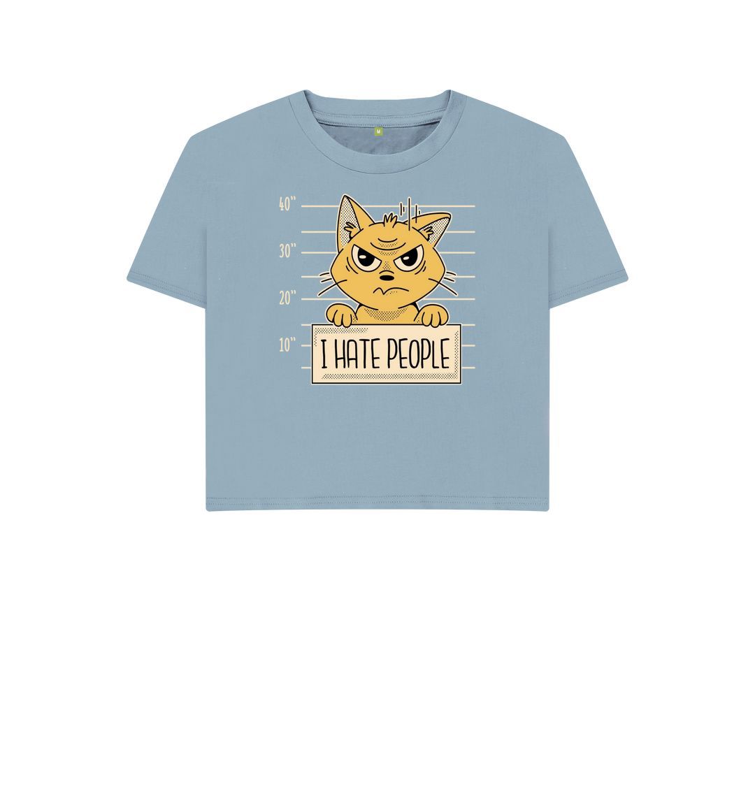 Stone Blue I Hate People Women's Boxy Tee