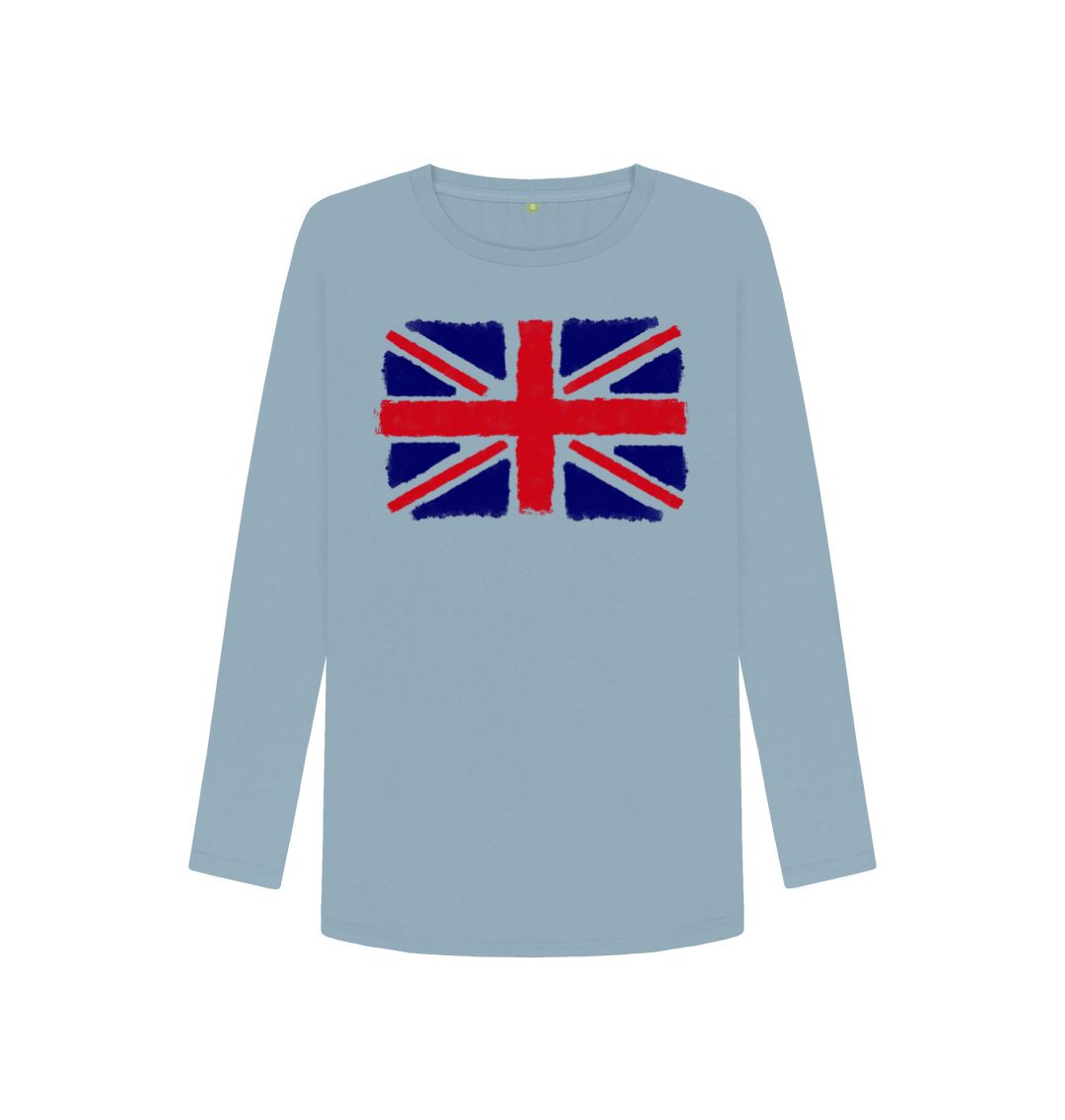 Stone Blue Union Jack Women's Long Sleeve T-Shirt
