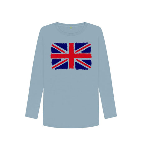 Stone Blue Union Jack Women's Long Sleeve T-Shirt