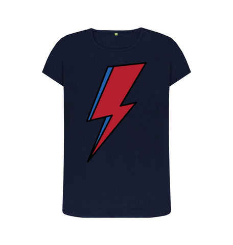 Navy Blue Lightning Bolt Women's Crew Neck T-Shirt