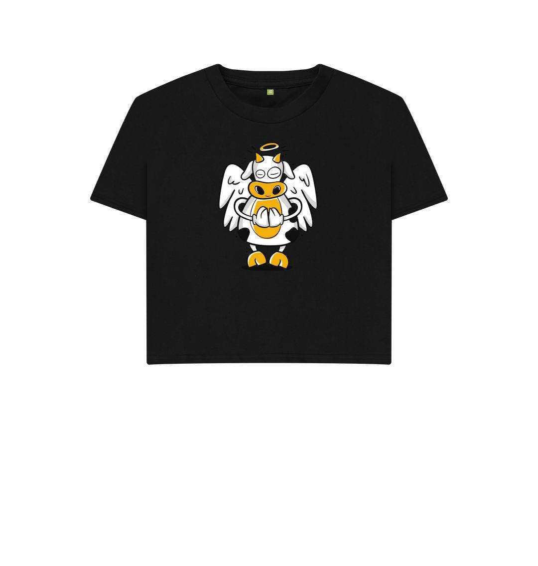Black Angelic Cow Women's Boxy Tee
