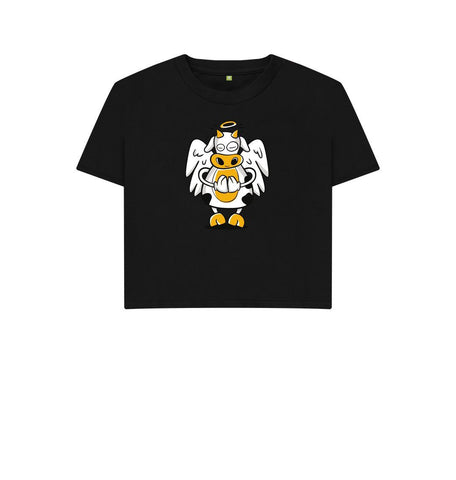 Black Angelic Cow Women's Boxy Tee