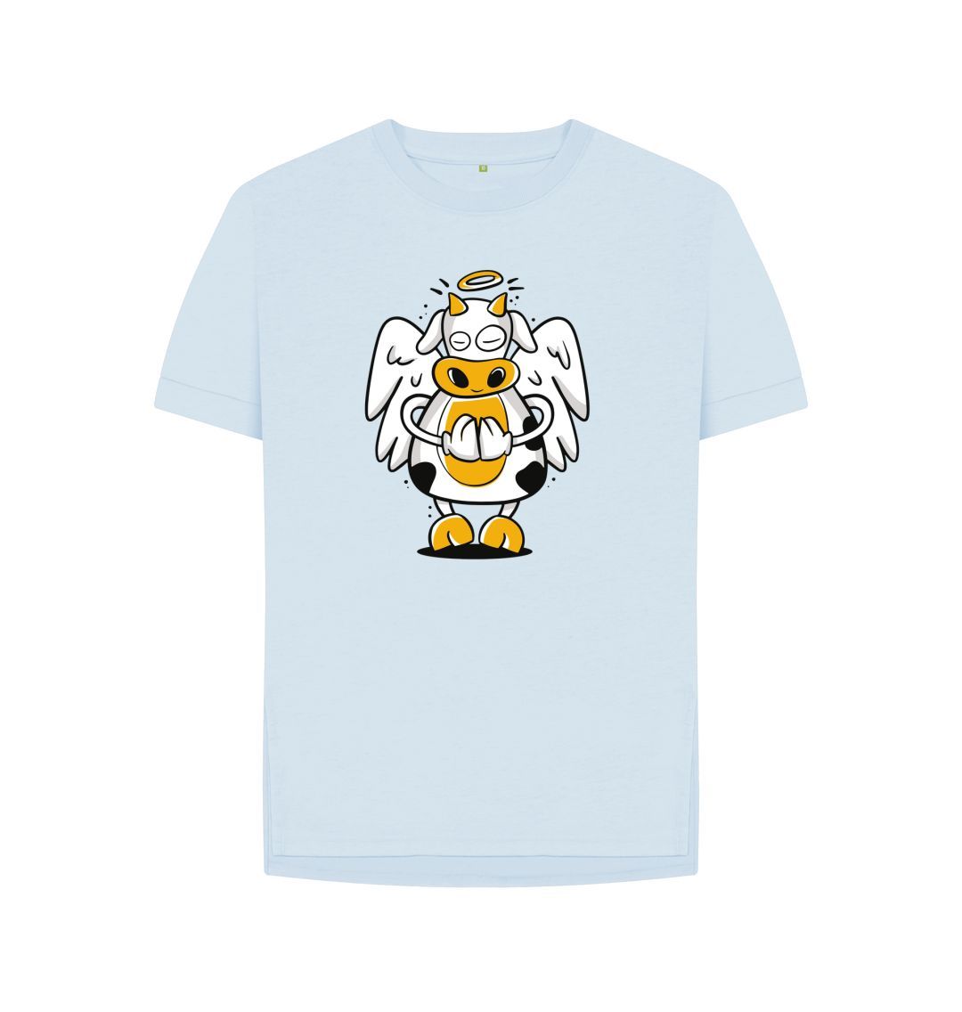 Sky Blue Angelic Cow Women's Relaxed Fit Tee
