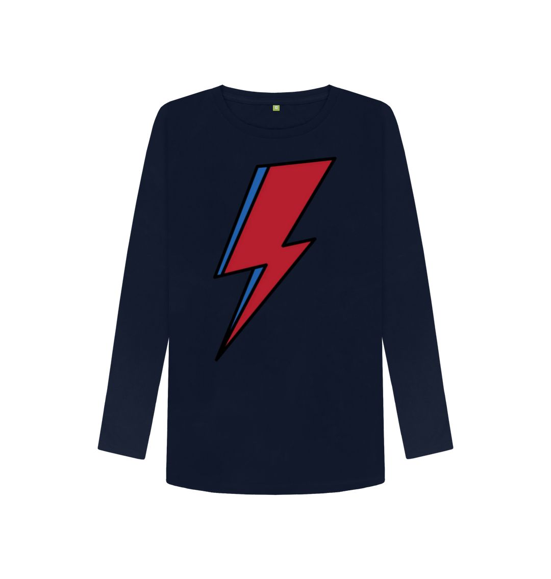 Navy Blue Lightning Bolt Women's Long Sleeve T-Shirt