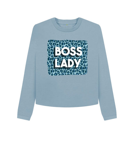 Stone Blue Boss Lady Women's Boxy Jumper