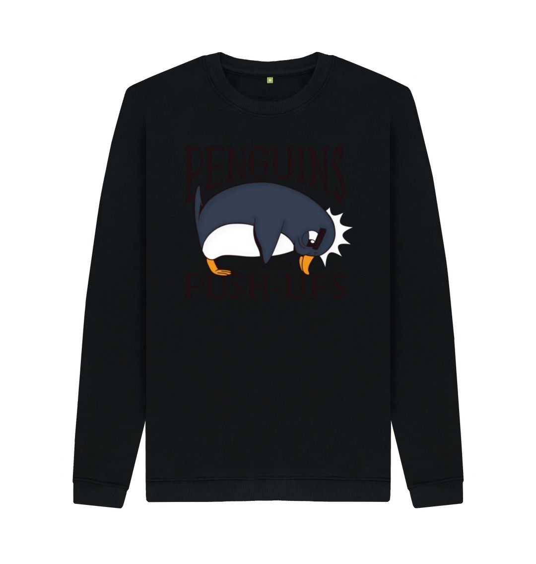 Black Penguins Hate Push-Ups Men's Crew Neck Sweater