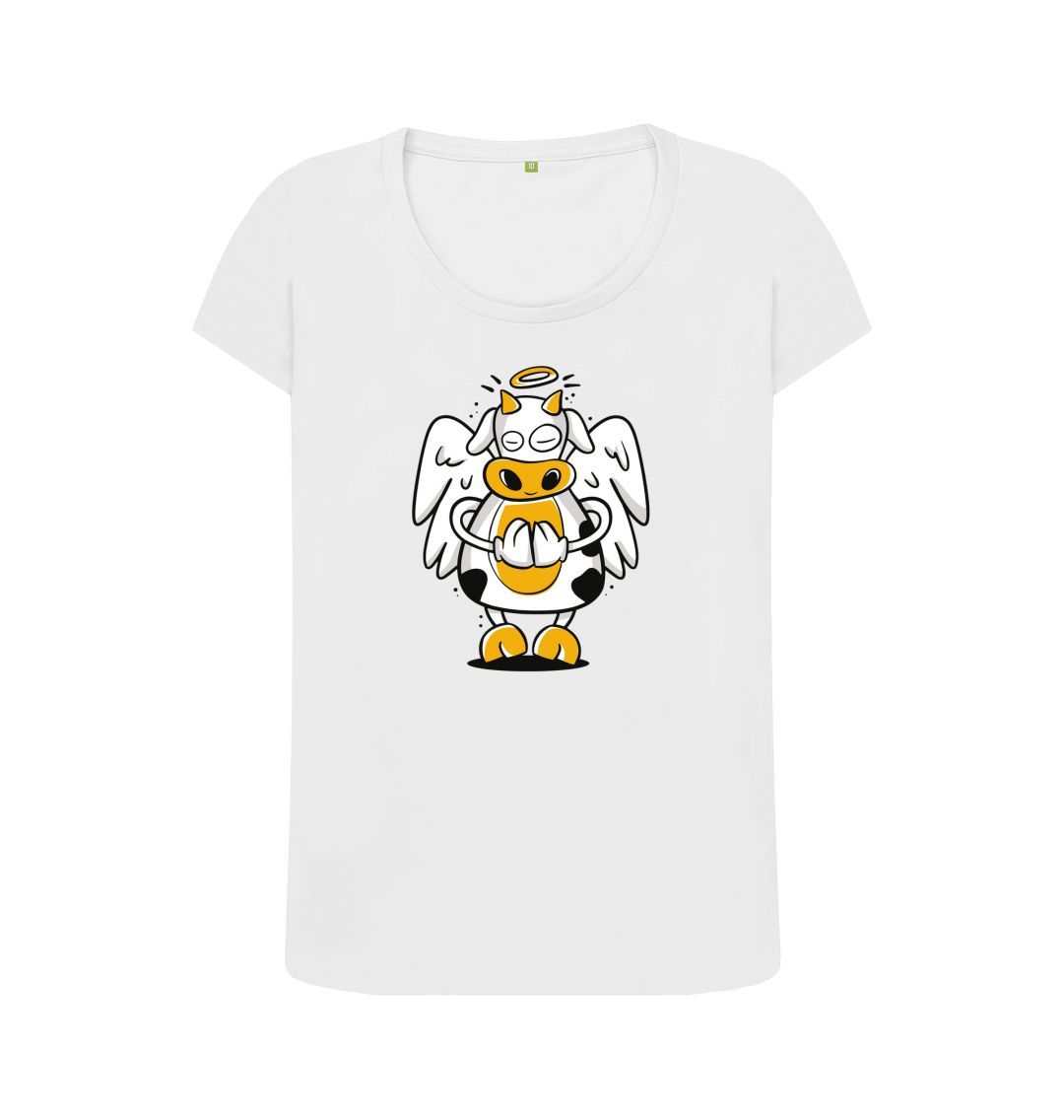 White Angelic Cow Women's Scoop Neck T-Shirt