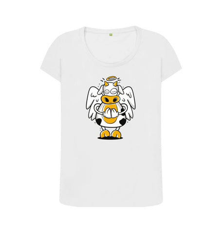 White Angelic Cow Women's Scoop Neck T-Shirt