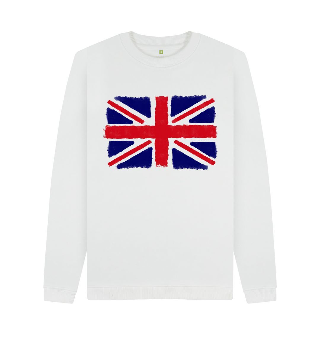 White Union Jack Men's Crew Neck Sweater