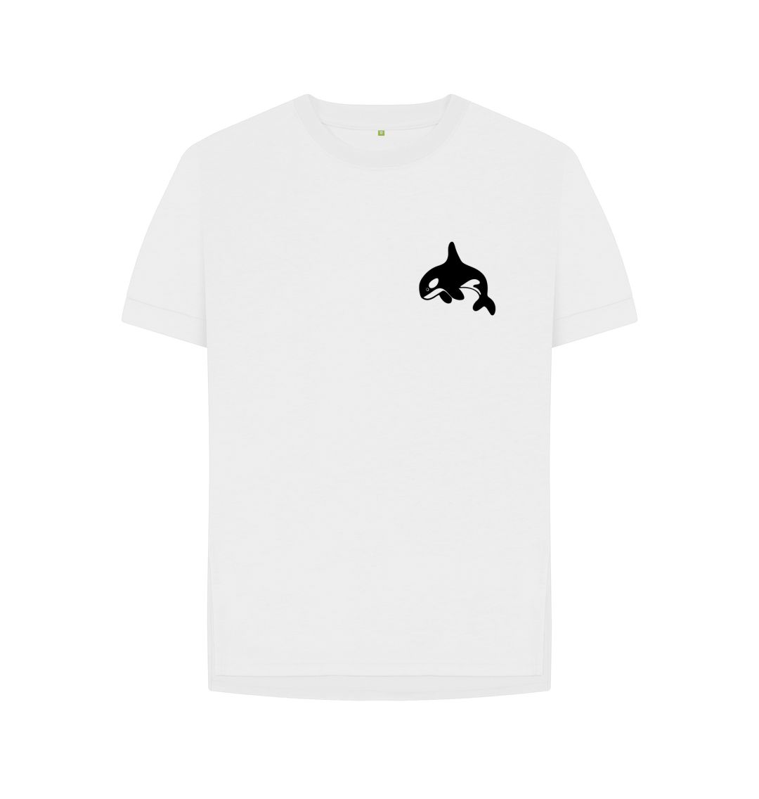 White Small Orca Women's Relaxed Fit Tee