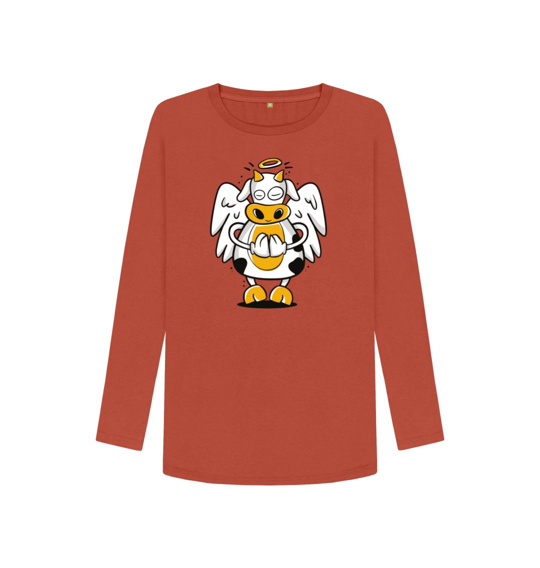 Rust Angelic Cow Women's Long Sleeve T-Shirt