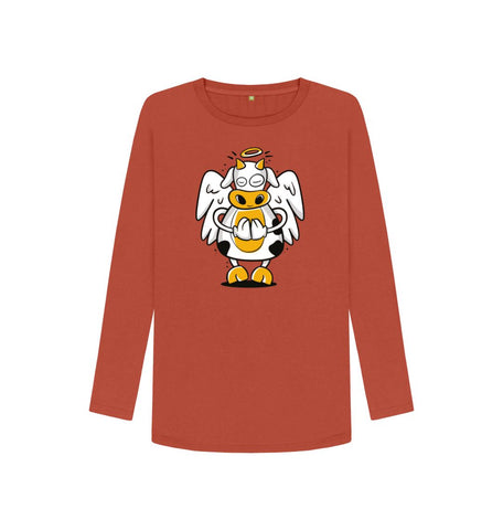 Rust Angelic Cow Women's Long Sleeve T-Shirt